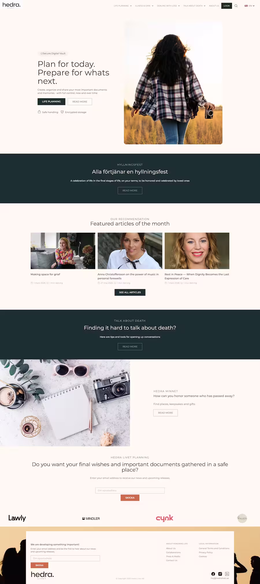 Hedra Livet digital legacy and life planning platform website homepage