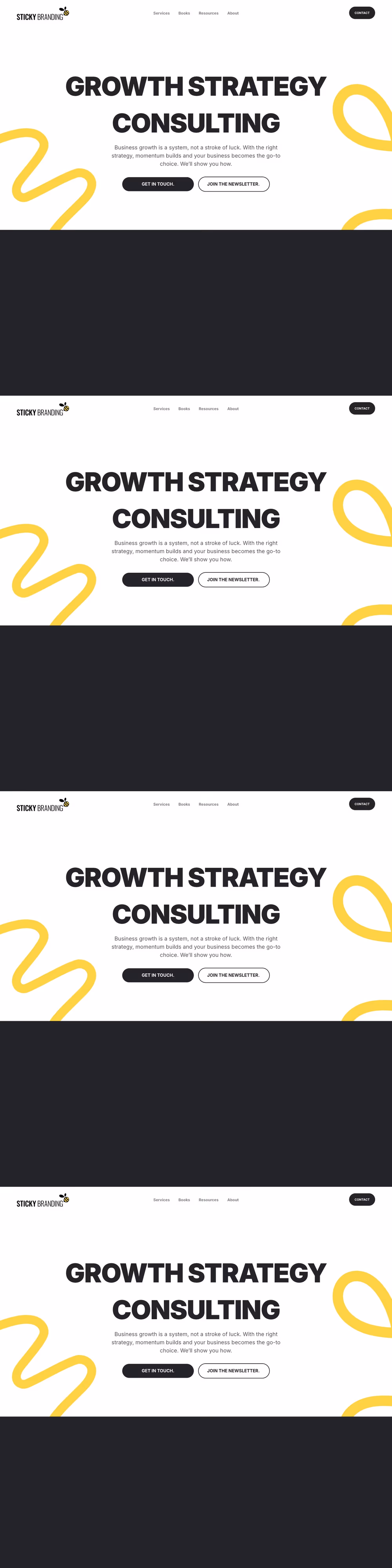 Sticky Branding growth strategy consulting website homepage